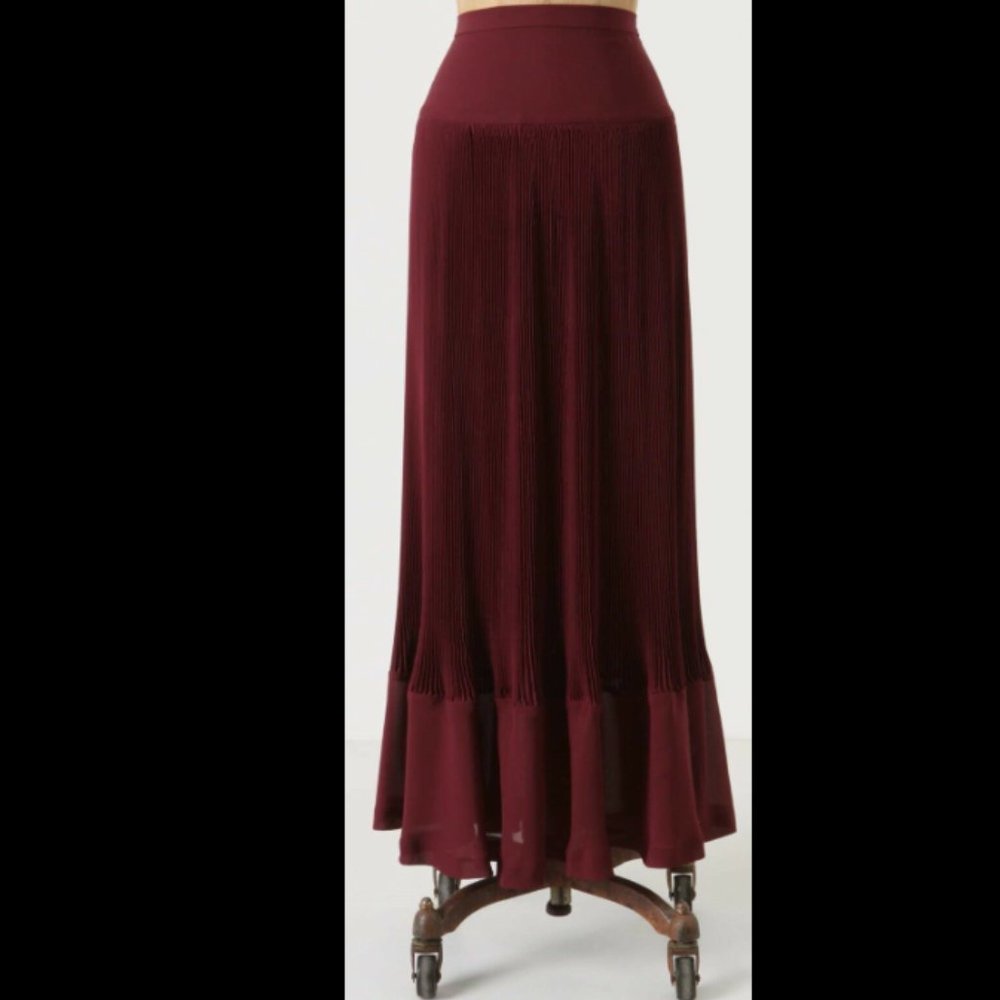 NWT Anthropologie Maple Crepe Pleats Abounding Maxi Skirt